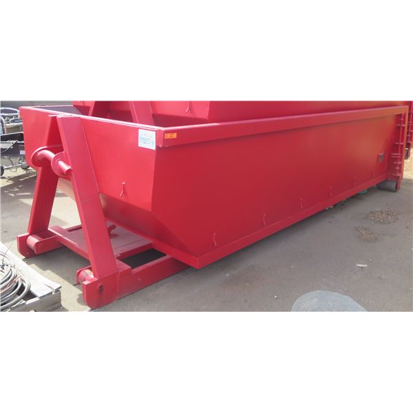 Qty 1 Red Metal Roll Off Container Approx.15'x6'x3.5'H (w/ 1 Door)