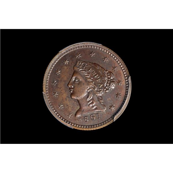 1861 $2.5 Clark Gruber Die Trial PCGS MS64BN