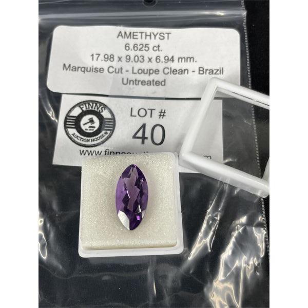 Amethyst 6.625 ct- 17.98 x 9.03 x 6.94 mm Marquise Cut- Loupe Clean_ Brazil