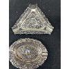 Image 2 : 2 Silver Tone Ashtrays from Holland and KLM Bols Sealed Liquor Bottle Shapped Like a House.