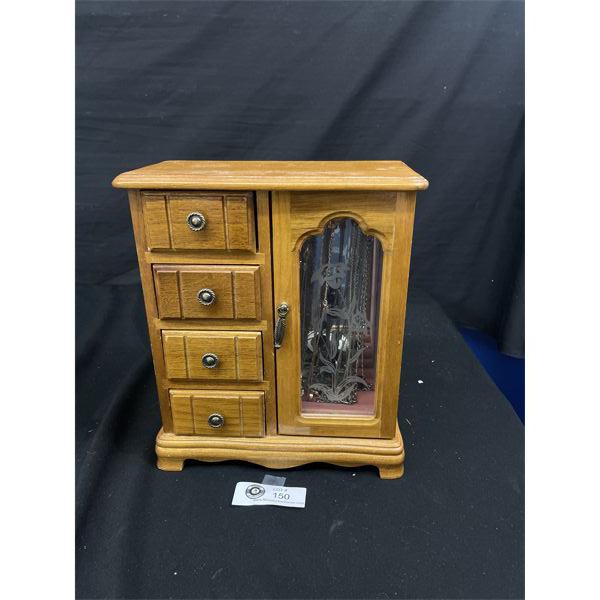 Vintage Wood Jewelry Box with Lots of Jewelry Contents