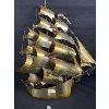 Image 2 : Vintage Hand Made Brass Ship Wall Plaque Signed by Artist 20" T x 15" w