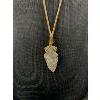 Image 2 : Vintage Stone Carved Spear Head Pendant with Brown Cord Necklace