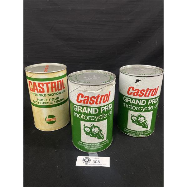 Lot of 3 Full Castrol Composite Oil Cans