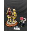 Image 2 : 9" T Fire Fighter Figurines "Red Hats Beyond the Call Courage Team Effort " Plus a Fire Fighter Cat.
