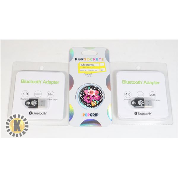 2 BLUETOOTH ADAPTERS & POPSOCKETS POPGRIP