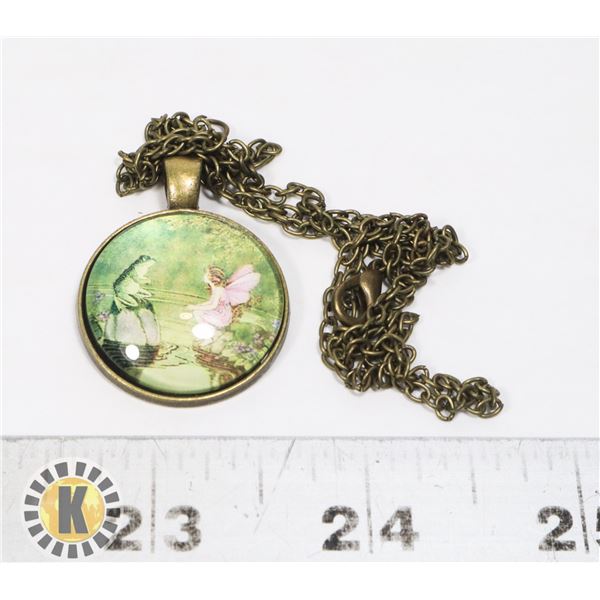 NEW FROG AND FAIRY THEME PENDANT AND CHAIN