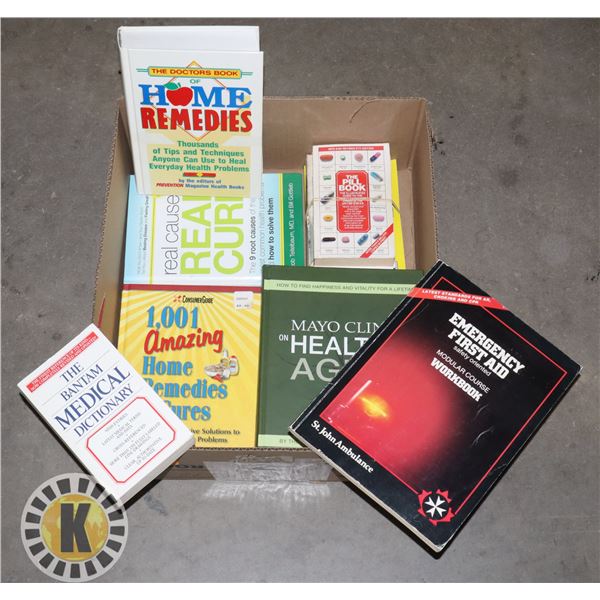 ESTATE BOX OF ASSORTED MEDICAL/ HOME REMEDY BOOKS