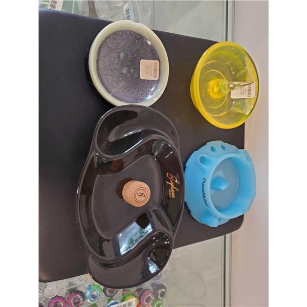 Lot of Assorted Ashtrays-Glass and Silicone