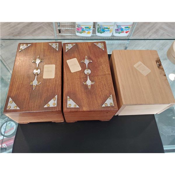 Lot of 3 Solid Wood Storage Boxes