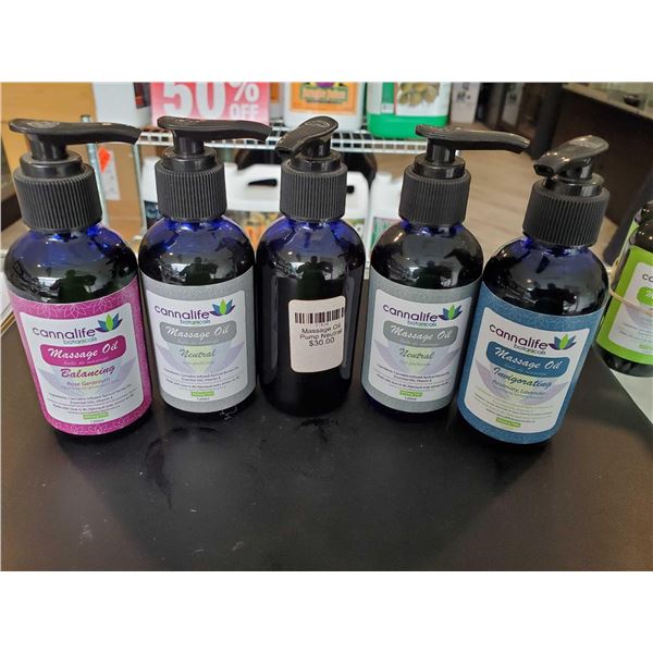Cannalife assorted pump bottles massage oil lot of 5 x 120ml