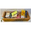 Image 1 : ANTIQUE SPICE TINS & WOOD PALM CHEESE BOX