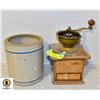 Image 1 : ANTIQUE TORONTO POTTERY CROCK &  COFFEE GRINDER