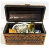 Image 1 : TRUNK BOX W/ OLD TINS,WOOD COOKIE PRESS &