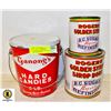 Image 1 : VINTAGE SYRUP AND LARD PAILS ALL TOGETHER