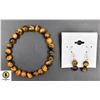 Image 1 : #164-NATURAL TIGER EYE EARRINGS, BRACELET