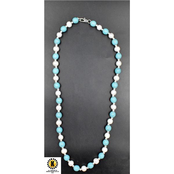 #142-FRESH WATER , TURQUOISE NECKLACE 17"