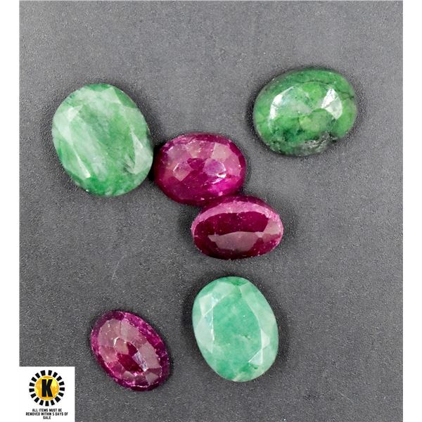 #280-NATURAL GREEN EMERALD ,RUBY GEMSTONE 61.10CT