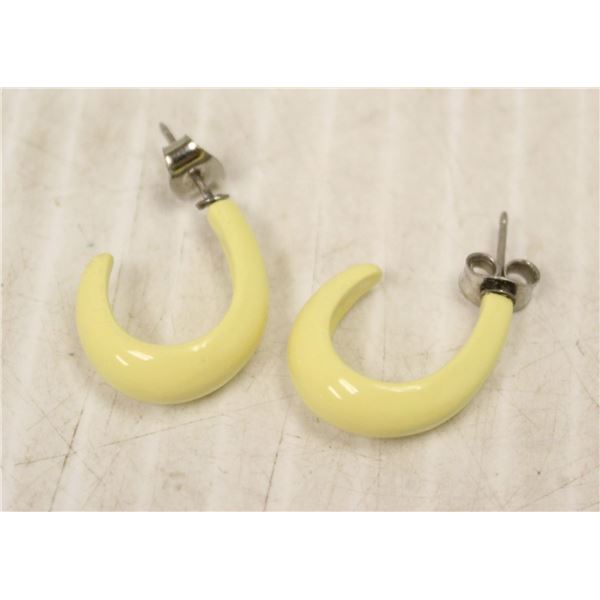 YELLOW ENAMEL HOOP EARRINGS