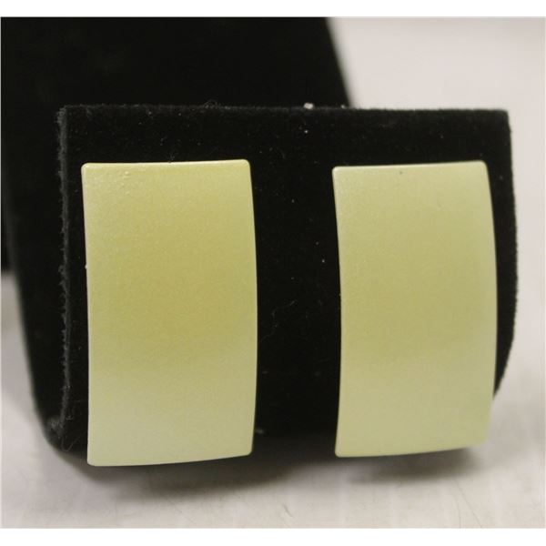 YELLOW ENAMEL RECTANGULAR EARRINGS