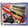 Image 1 : FLAT OF VARIOUS TOOLS, ICE SCRAPERS + BIKE SEAT