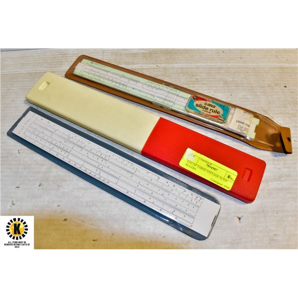 LOT OF THREE VINTAGE SLIDE RULERS