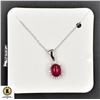 Image 1 : #11-NATURAL RED RUBY 6.1 X 8 , CZ PENDANT NECKLACE