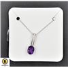 Image 1 : #15-NATURAL  AMETHYST PENDANT 6.1 X 8  & NECKLACE