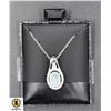 Image 1 : #02-NATURAL EMERALD 5.8X6.8 & CZ PENDANT  NECKLACE
