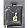 Image 1 : #60-NATURAL  CITRINE 6X6 & CZ PENDANT NECKLACE 16"