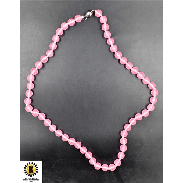 #149-NATURAL PINK  JADE NECKLACE 17"