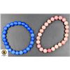 Image 1 : #113-NATURAL RHODOCHROSITE, BLUE AGATE BRACELET