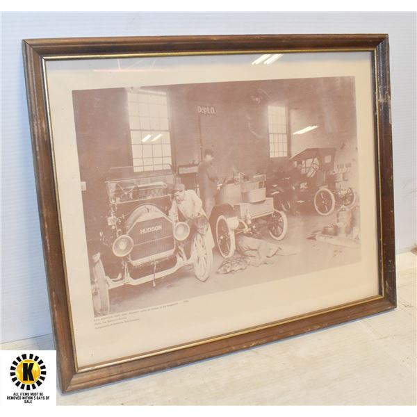 EARLY AUTO REPAIR SHOP FRAMED PICTURE