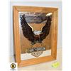 Image 1 : HARLEY DAVIDSON WOOD FRAMED MIRROR