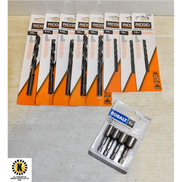 LOT OF NEW DRILL BITS  AND NUT DRIVERS