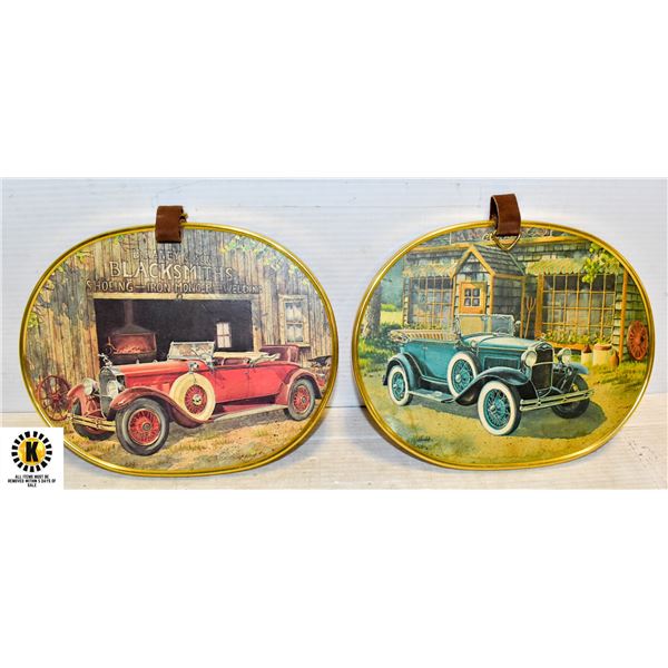 ANTIQUE CAR PAIR LEATHER STRAPS