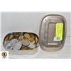 Image 1 : OLD METAL TIN FULL OF VARIOUS WORLD COINS ETC.