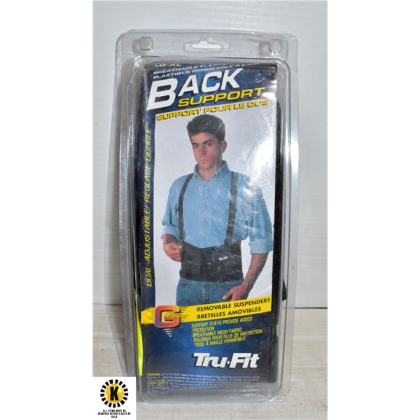 TRU-FIT BACK SUPPORT W/ REMOVABLE SUSPENDERS