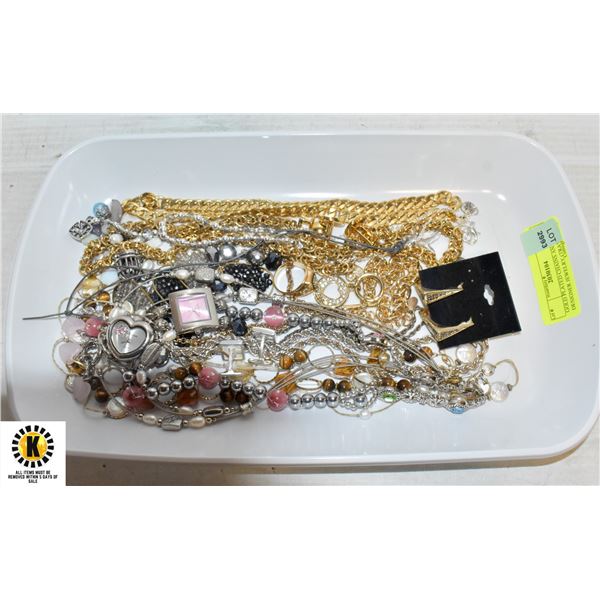 GOLD PLATED CHAINS AND DESIGNER JEWELRY (TRAY)