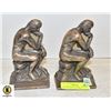 Image 1 : ANTIQUE HEAVY METAL THINKER STATUE BOOK ENDS SET