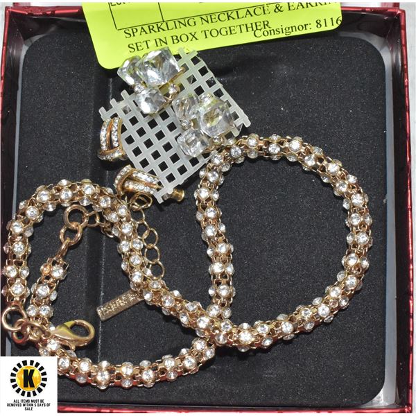 SPARKLING NECKLACE & EARRING SET IN BOX TOGETHER