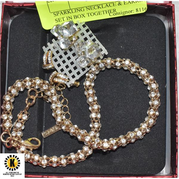 SPARKLING NECKLACE & EARRING SET IN BOX TOGETHER