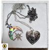 LOCKET, SOLITAIRE, & CRESCENT MOON ESTATE NECKLACE