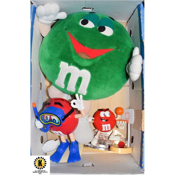 LARGE M&M'S STUFFY & CANDY DISPENSERS TOGETHER