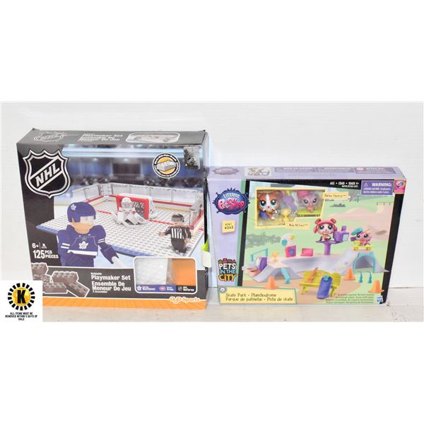 NHL 125 PCE BUILDING SET & LITTLEST PET SHOP BOXED