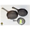 Image 1 : 3 CAST IRON PANS ALL TOGETHER