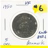 Image 1 : DENMARK 1950 5 ORE VF