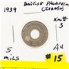 Image 1 : BRITISH PALESTINE 1939 5 MILS AU