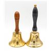Image 1 : 2 BRASS BELLS W/ WOODEN HANDLES