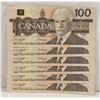 Image 1 : LOT OF 6 CANADA 1988 $100 IN SEQUENCE BANKNOTES